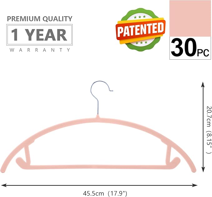 MIZGI Premium Velvet Hangers 30 Pack Heavyduty- Non Slip No Shoulder Bump Suit - Image 2