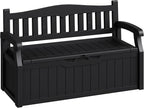 80-Gallon Outdoor Storage Bench, Waterproof Deck Box with Lockable Lid & Armrests for Patio, Garden, Pool, Black by Acurax