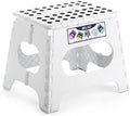 Delxo Folding Step Stool,11 Inch Non-Slip Foldable Step Stools for Kids and Adults,Portable Foldable Step Stool Lightweight Small Folding Stool with Handle for Kitchen Bathroom in White,1 Pack by Delxo