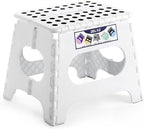 Delxo Folding Step Stool,11 Inch Non-Slip Foldable Step Stools for Kids and Adults,Portable Foldable Step Stool Lightweight Small Folding Stool with Handle for Kitchen Bathroom in White,1 Pack by Delxo