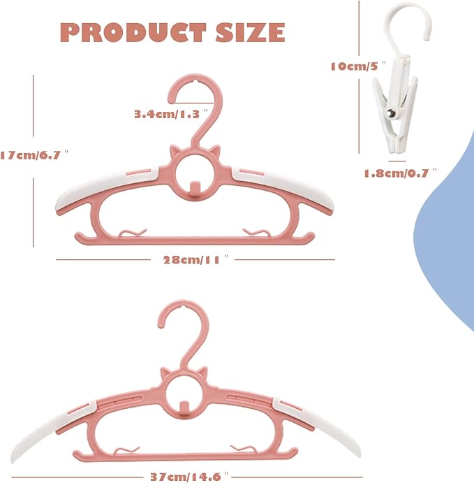 30Pack Baby Nursery Closet Hangers, Ultra Thin Non-Slip and Extendable Laundry - Image 2
