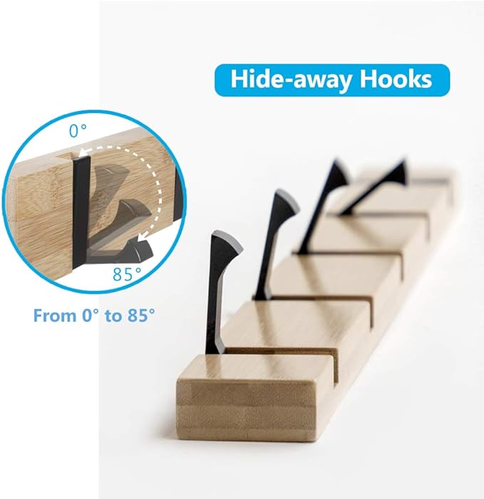 JSVER Wooden Coat Hooks Coat Rack Wall Mounted, Modern Coat Rack, Space-Saving - Image 2