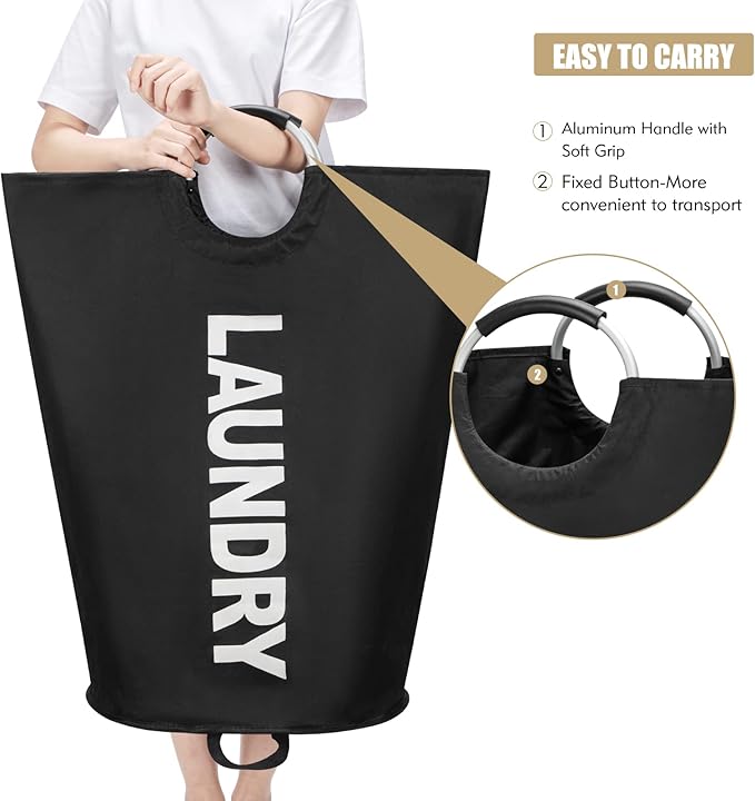 125L X-Large Laundry Basket, Freestanding Tall Clothes Hamper, Collapsible - Image 5