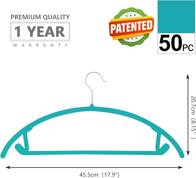 MIZGI Premium Velvet Hangers 50 Pack Heavyduty- Non Slip No Shoulder Bump Suit - Image 2
