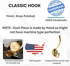 Soild Brass Wall Hooks for Hanging, Antique Brass Coat Hooks, Hooks for Living - Image 2