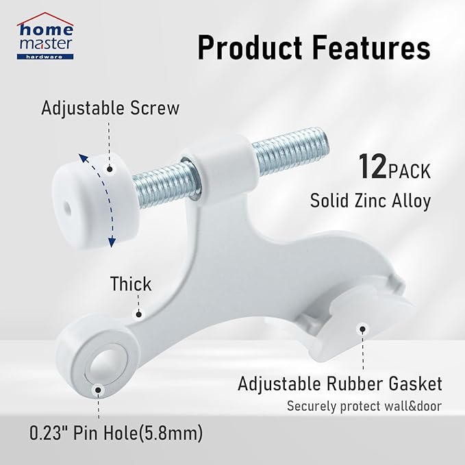 HOME MASTER HARDWARE Hinge Pin Door Stopper 12-Pack, Adjustable Heavy Duty Door - Image 3