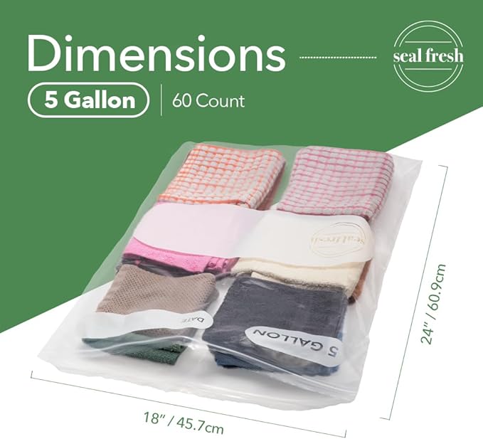 5 Gallon Large Plastic Storage Bags – 18" x 24" – Reusuable XXL Extra Large - Image 2
