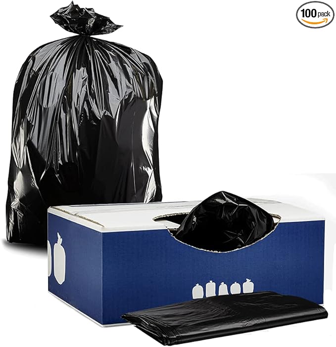 Plasticplace 55-60 Gallon Trash Bags │ 2.0 Mil │ Black Heavy Duty Garbage Can by Plasticplace