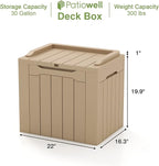 Patiowell 30 Gallon Resin Deck Box, Outdoor Storage Box for Patio Furniture, Deliveries, Pool Supplies,Waterproof and Lockable, Light Brown - Image 6
