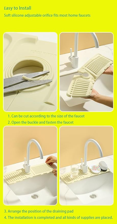 Sink Faucet Absorbing Mat, Kitchen Sink Splash Guard Longer Silicone Sink - Image 3