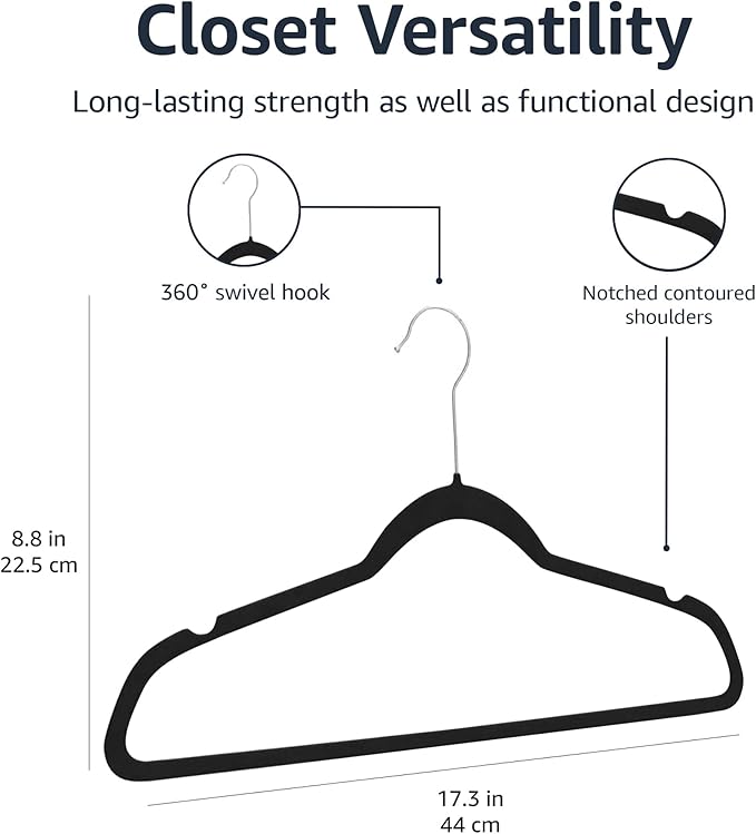 Amazon Basics Slim Velvet Non-Slip Space Saving Suit Clothes Hangers, Closet - Image 6