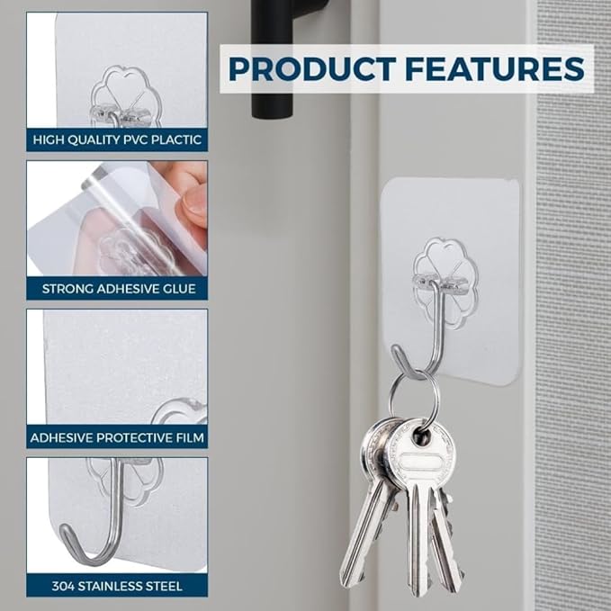 12 PCS Self Adhesive Hooks for Hanging - 33lb Max - Image 3
