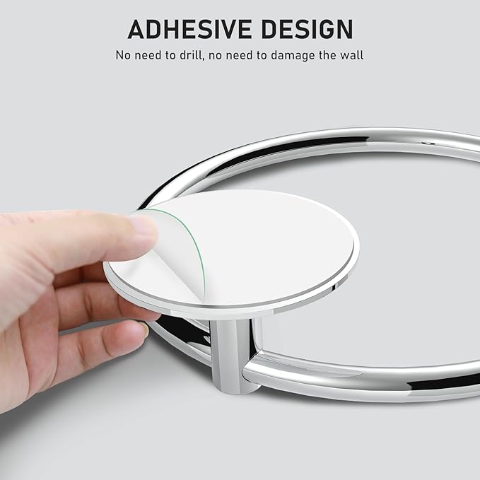 SetSail Adhesive Towel Holder for Bathroom Wall Stainless Steel Hand Towel Ring - Image 3
