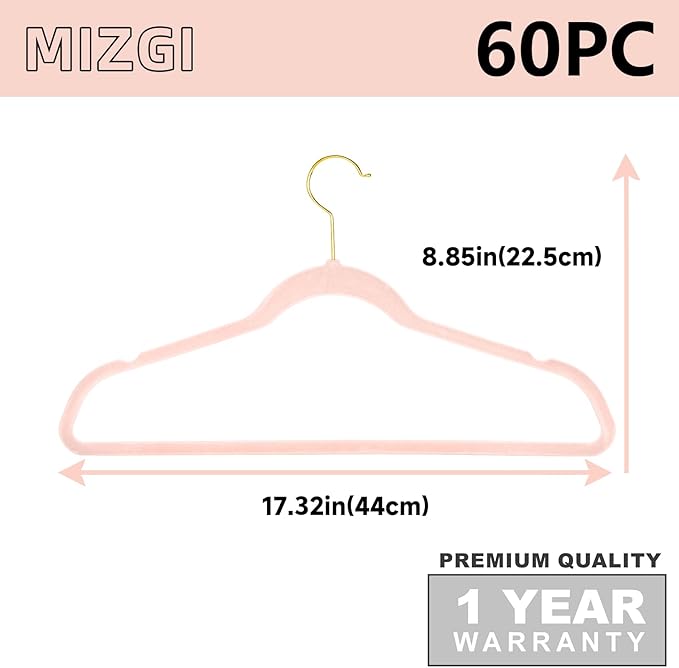 MIZGI Premium Velvet Hangers Pack 60 Pcs Heavyduty - Image 6