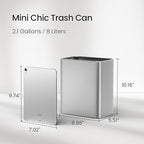 Cesun Small Bathroom Trash Can 2.1 Gallon Wastebasket, Modern Metal Garbage Can - Image 3