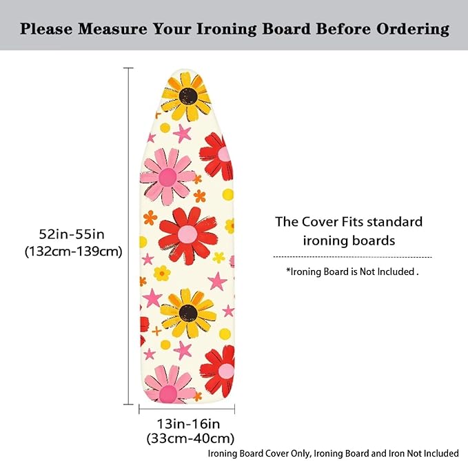 Boho Floral Ironing Board Cover 15x54 Inch Applicable Standard Size Colorful - Image 3