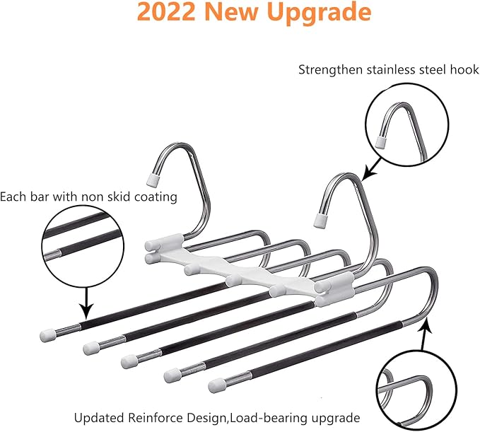 Upgrade Azeroth Pants Hangers 4 Pack Space Saving S-Type Stainless Steel - Image 4