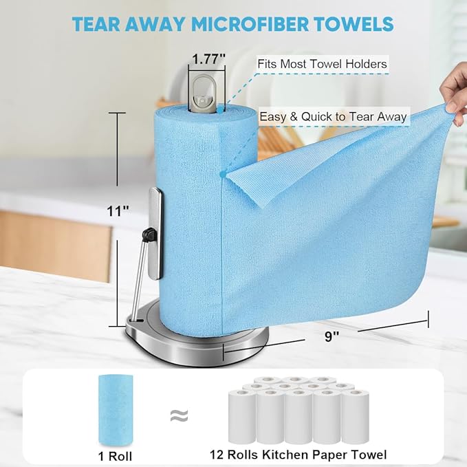 AIDEA Microfiber Cleaning Cloth Roll 165 Sheets, Tear Away Microfiber Towels - Image 2