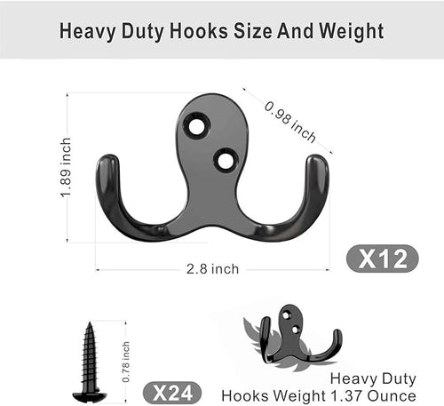 12 PCS Heavy Duty Coat Hooks - Image 2
