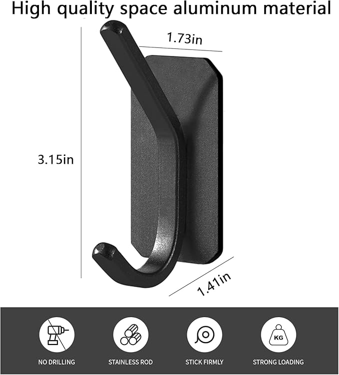 Paoli Heavy-Duty Adhesive Coat Hooks, Self-Adhesive Hooks, Maximum Load - Image 2