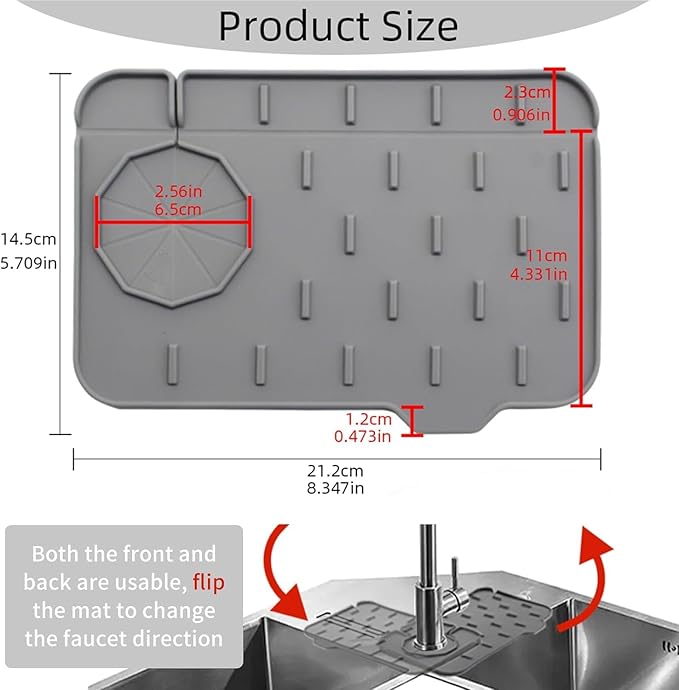 2-Pack Bytelive Silicone Sink Mat, Mini Sink Splash Guard and Soap Sponge Holder - Image 2
