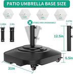 Umbrella Base with 5 Wheels, Upgraded 145lb Umbrella Stand Base, Heavy Duty & Windproof, Fillable Umbrella Base Mobile Umbrella Outdoor for Patio, Deck, Poolside, Lawn, Fits Most Sized Umbrellas - Image 4