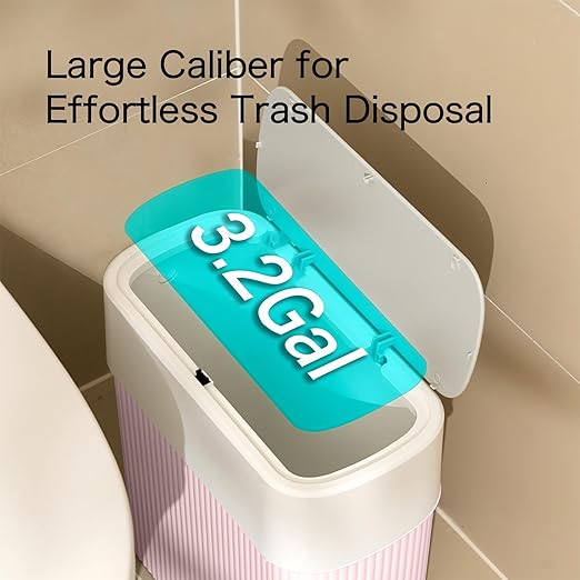 Bathroom Trash Can with Lid, 12L Small Plastic Garbage Can - Image 4
