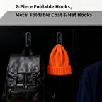 2PCS Folding Coat Hooks, Flip Down Heavy Duty Hooks Robe Hook Wall Mounted - Image 7
