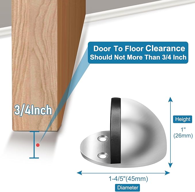 2 Pack Door Stoppers, Adhesive Floor Door Stops No Drill Stainless Steel Door - Image 2