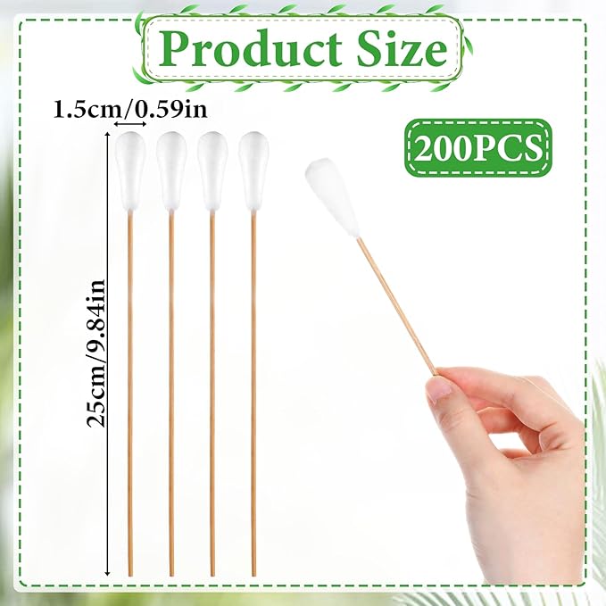 200 PCS Large Cotton Swabs 9.8 Inch Pet Ear Cleaning Solution Supplies Cotton - Image 2