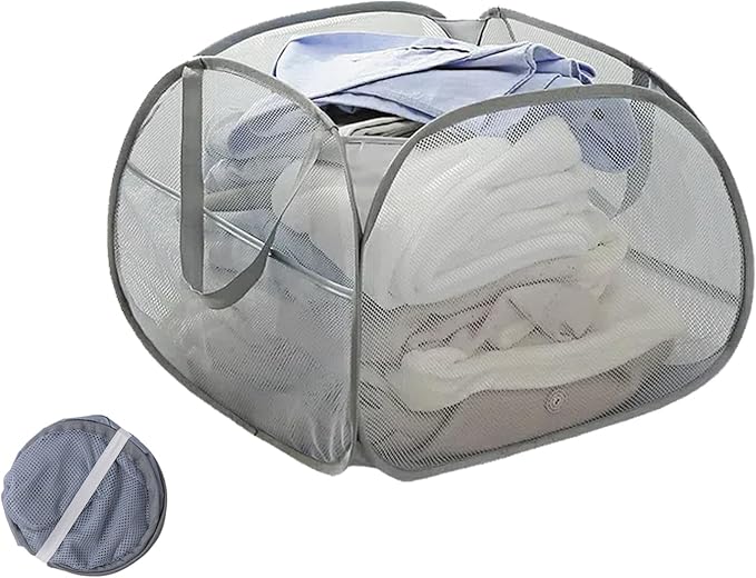 Collapsible Laundry Basket 90L, Foldable Mesh Pop-up Laundry Hamper by LUANMEET