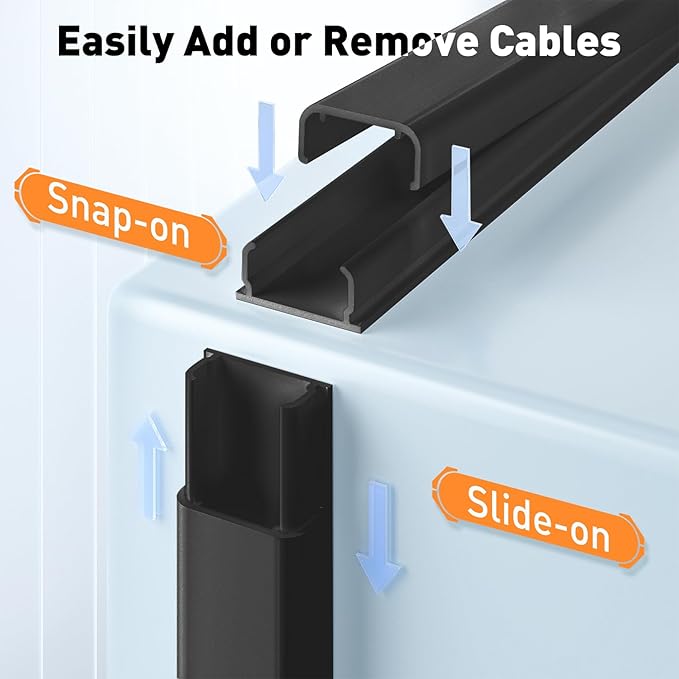 Delamu Black Cord Hider, 62.8in TV Cable Hider, Cord Covers - Image 5