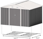 Patiowell 10 x 8 FT Outdoor Storage Shed with Floor Frame, Large Garden Tool Metal Shed with Sloping Roof and Double Lockable Door for Backyard Garden Patio Lawn,Grey - Image 7
