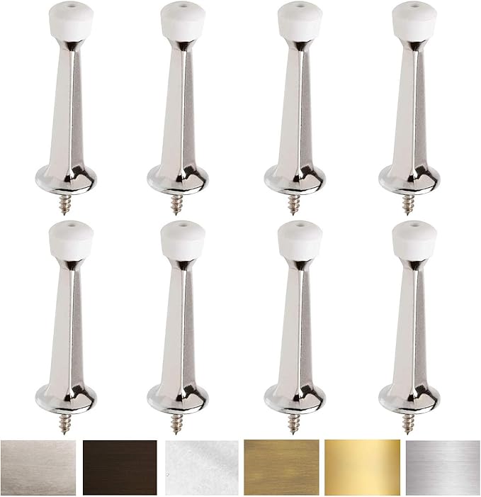 Liberty Premium Door Stoppers Metal Solid Rigid Door Stop Brushed 3" by Litepak