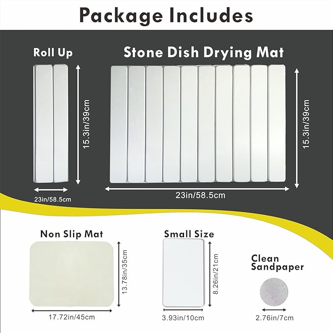 Large Stone Drying Mat for Kitchen Counter, 24x16 Inch Fast Drying & Super - Image 2