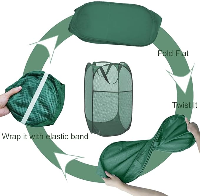 Pop Up Laundry Basket, Collapsible Mesh Laundry Hamper, Vertical Popup Hamper - Image 4