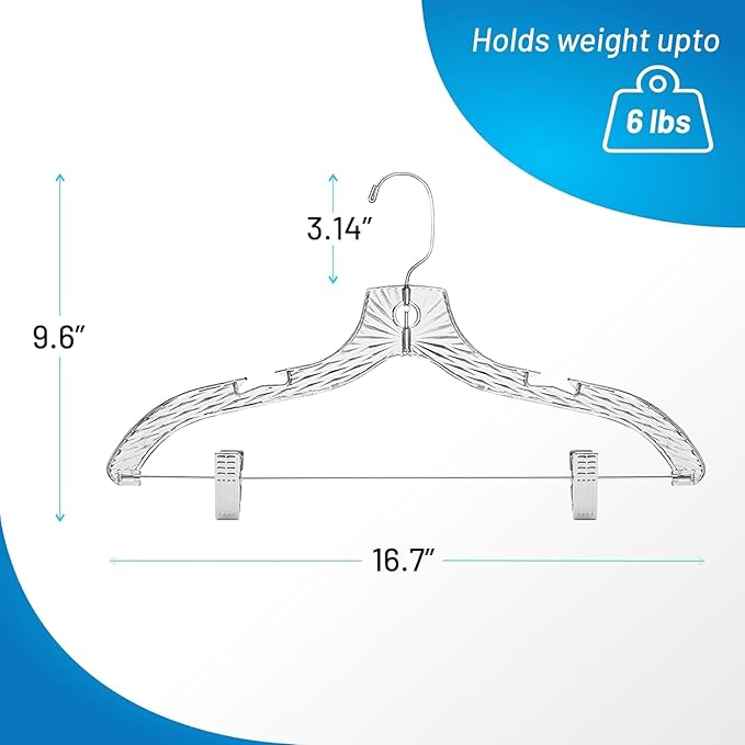Clothes Hangers with Clips Plastic Set of 50 Pack Heavy Duty Hangers Dresses - Image 3