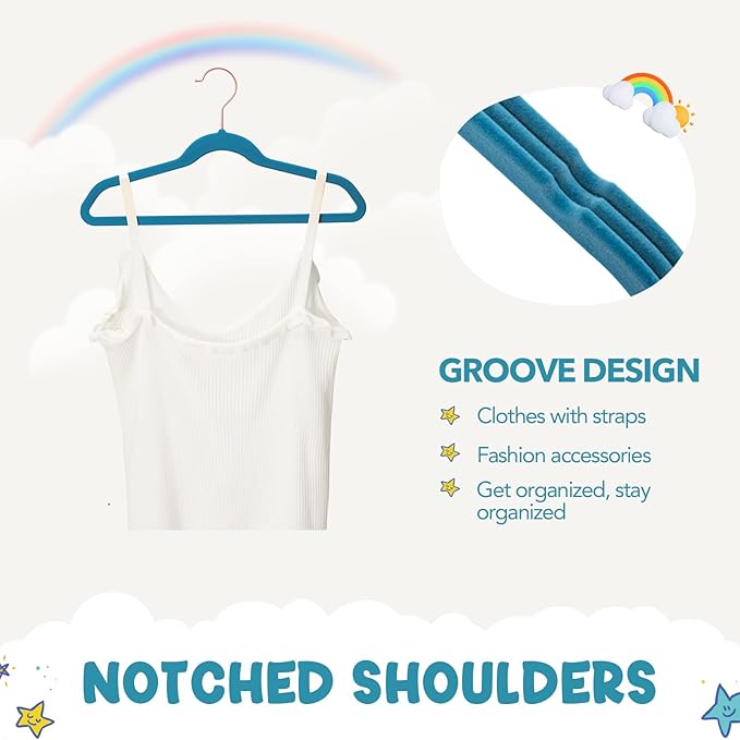 HOUSE DAY Velvet Kids Hangers 60 Pack, Premium Childrens Hangers - Image 5