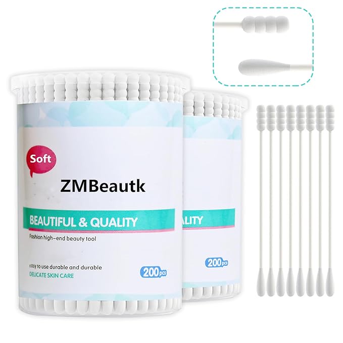 400pcs Organic Cotton Swabs for Infant Baby/kid/Adult, Round&Spiral Head Qtip by ZMBeautk
