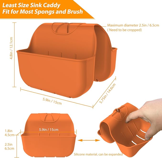 Sponge Holder for Kitchen Sink, Silicone Sink Saddle Caddy Organizer Rack - Image 2