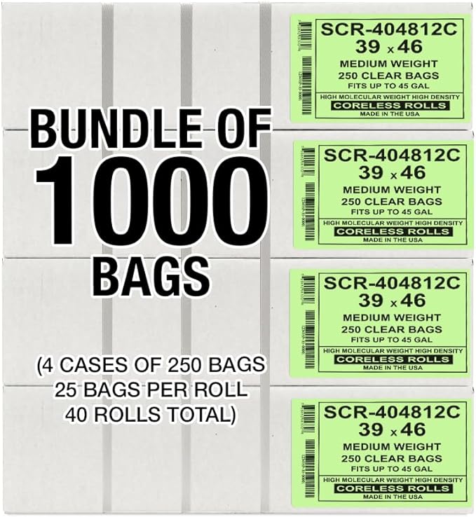 Aluf Plastics 45 Gallon 12 Micron Clear Trash Bags - Image 6