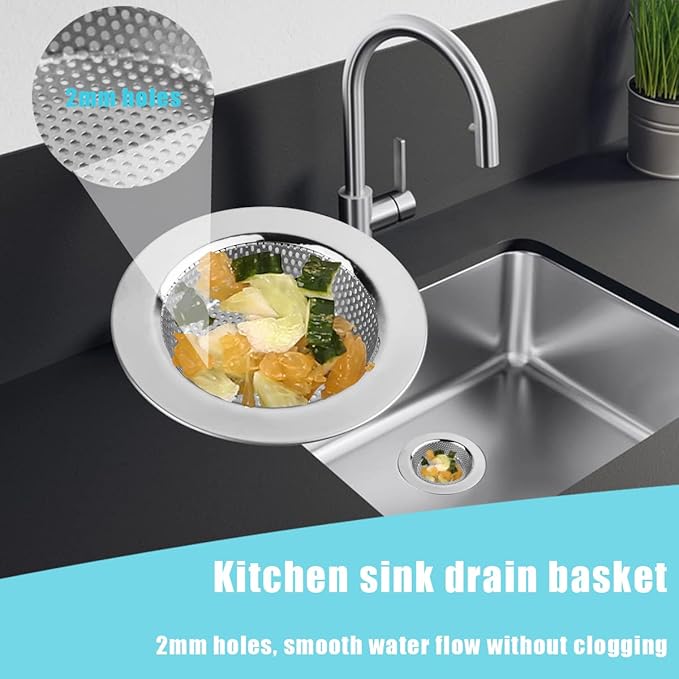 3 Pieces Kitchen Sink Stopper Strainer, 3 in 1 Kitchen Sink Basket Strainer - Image 5