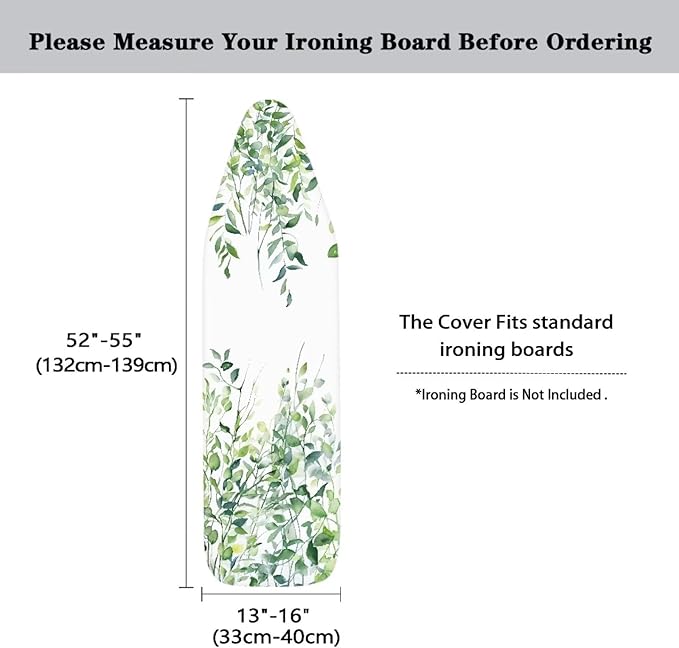 Green Leaves Ironing Board Cover and Pad 15x54 Ironing Table Cover Standard - Image 6