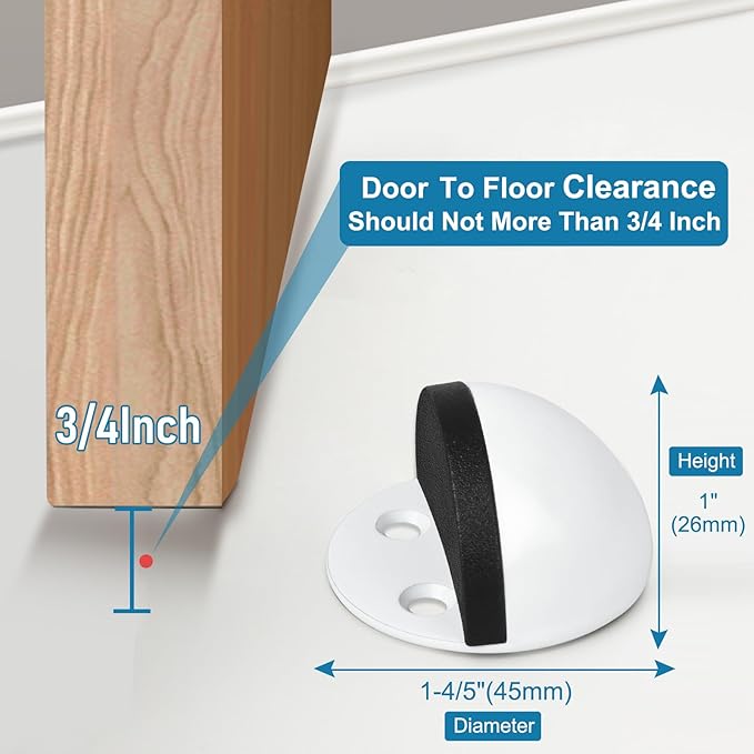 6 Pack Adhesive Door Stop White Floor Door Stoppers No Drill - Image 2