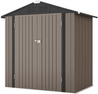 Patiowell 6x4 FT Outdoor Storage Shed, Garden Tool Storage Shed with Sloping Roof and Double Lockable Door, Outdoor Shed for Garden Backyard Patio Lawn, Brown by Patiowell
