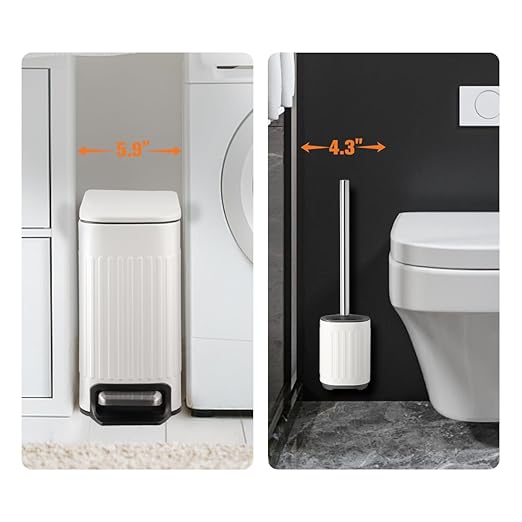Bathroom Trash Can with Toilet Brush - Image 2