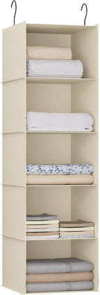 Hanging Closet Organizer, Easy Mount Foldable 5-Shelf Hanging Closet Wardrobe by DonYeco
