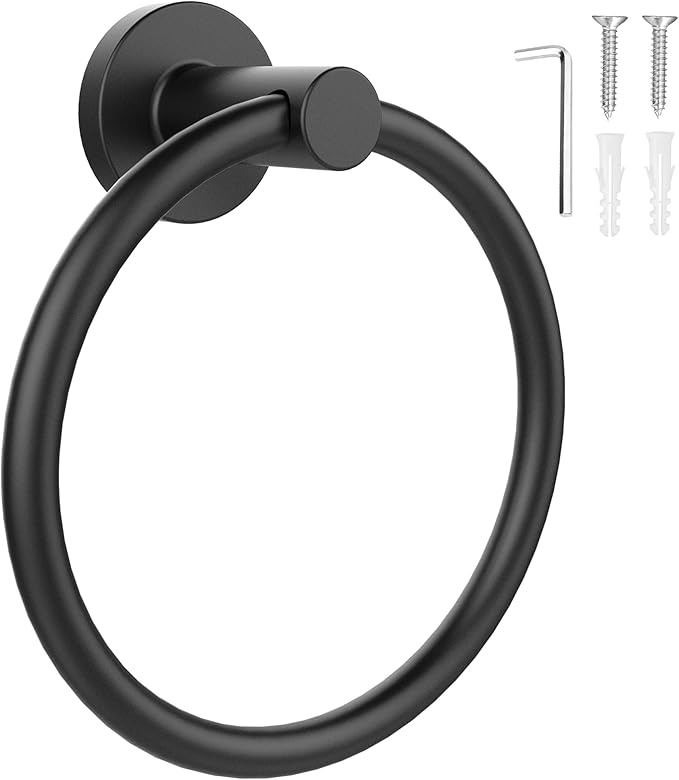 SetSail Towel Holder for Bathroom Wall Matte Black Towel Ring Stainless Steel by SetSail