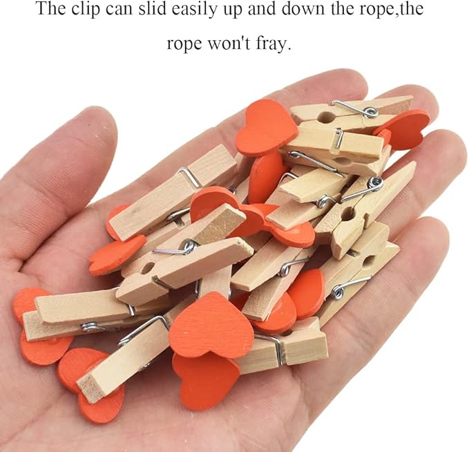 HAHIYO Heart Painted Mini Wooden Clothespin Clip Photo Paper Holders 1.38inch - Image 5