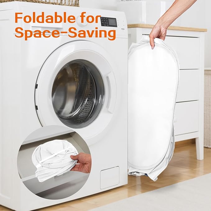 Durable Collapsible Foldable Mesh Pop Up Laundry Basket, 3 Compartments Easy to - Image 6
